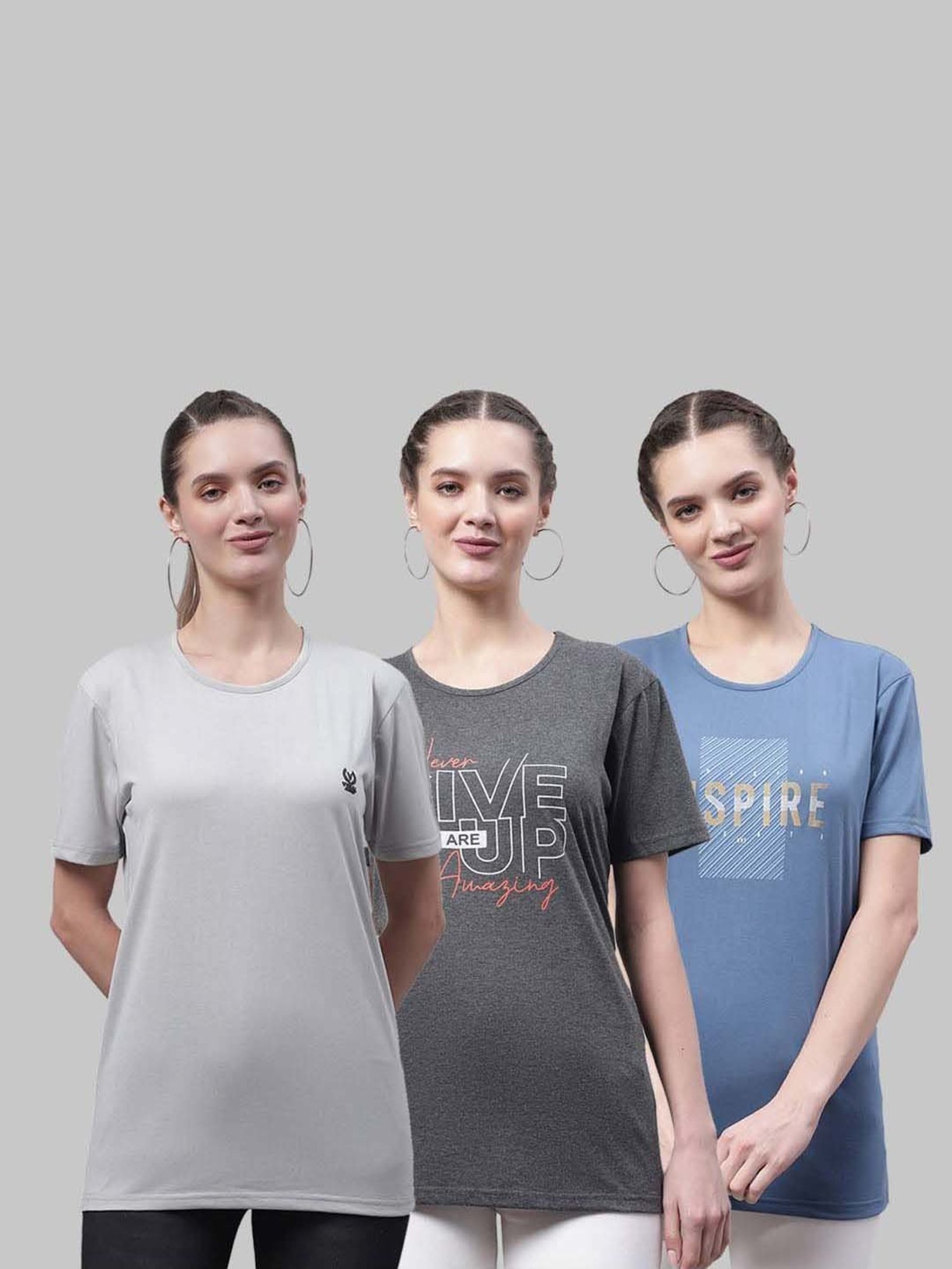 Vimal Jonney Grey & Blue Cotton Printed Sports T-Shirt - Pack Of 3
