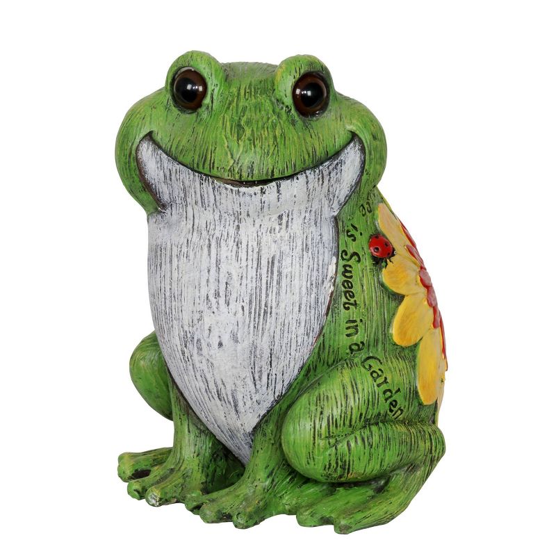 10.24" Resin Garden Frog Statue Green - Exhart