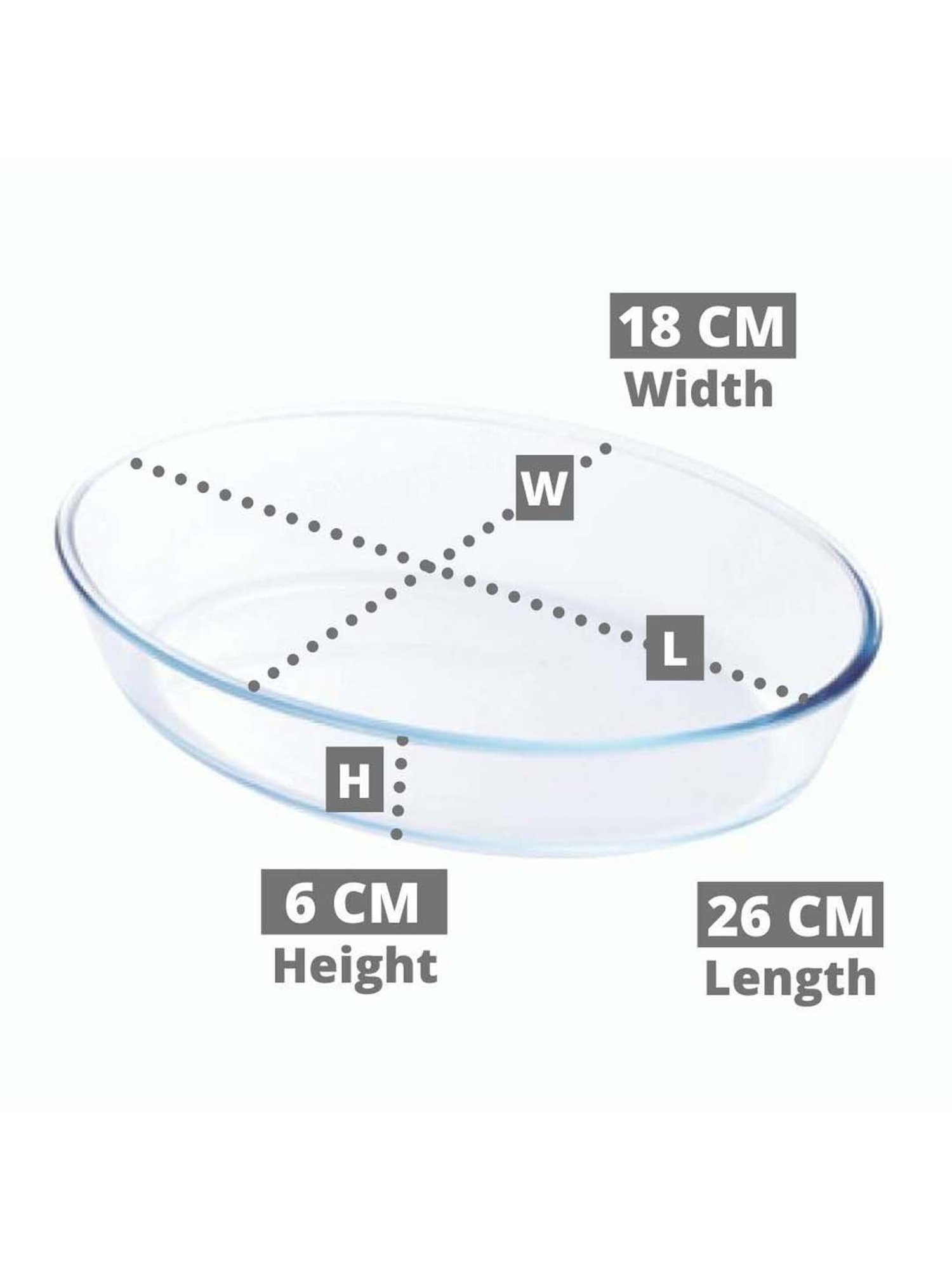 Femora Transparent Borosilicate Glass Oval Microwave Oven Safe Baking Dish (1.6 L) - Set of 1