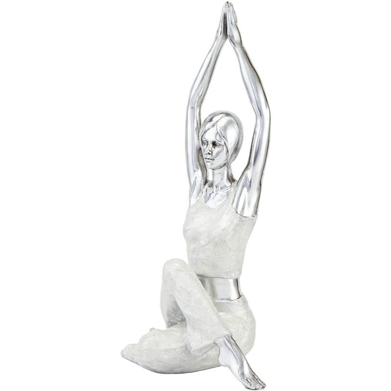 Dahlia Studios Gomukhasana Cow Face Yoga Pose 16 1/2" High Silver Sculpture