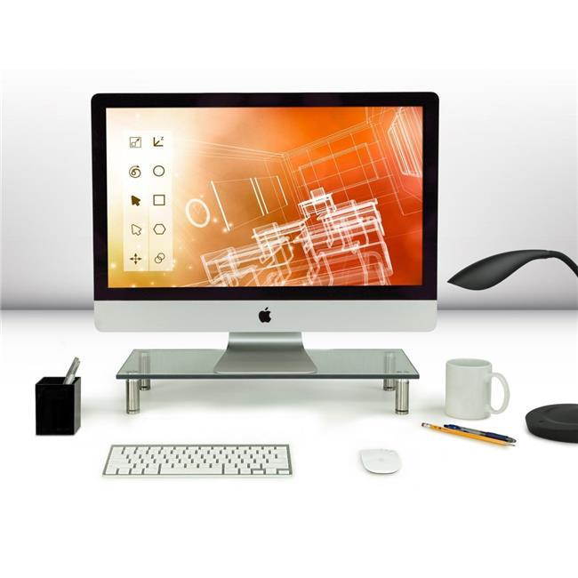 Mount-It! Glass Monitor Stand Desktop Riser | 22" X 9.5" | Fits 24-32 Inch Screens |