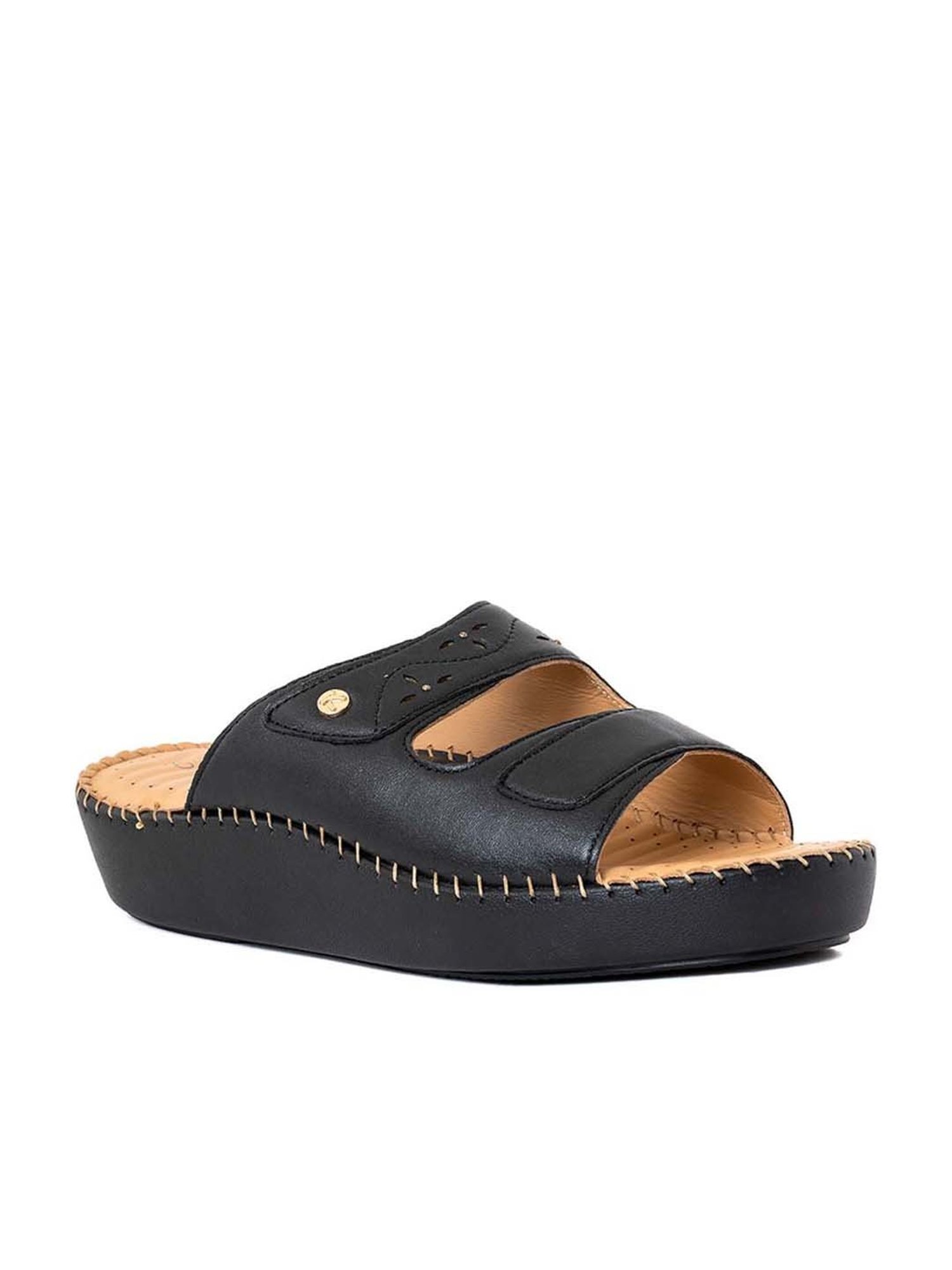 Softouch by Khadims Women's Black Comfort Wedges