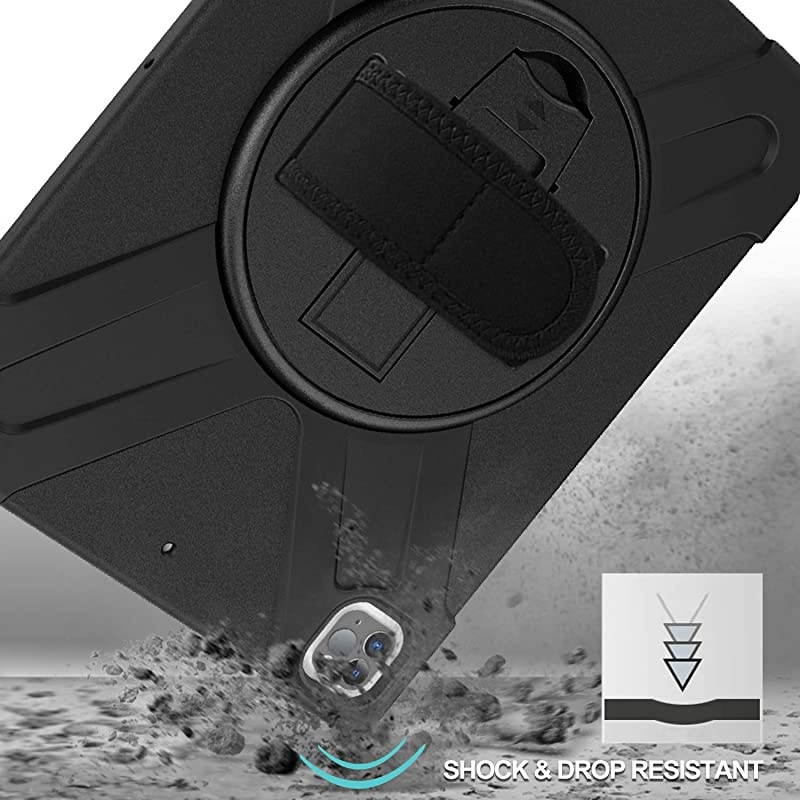 iPad Pro 129 Case 2020 amp 2018 Rugged Heavy Duty Shockproof 360 Degree Rotatable Kickstand Protective Cover Case for iPad Pro 129quot 4th Gen 2020 3rd Gen 2018Black