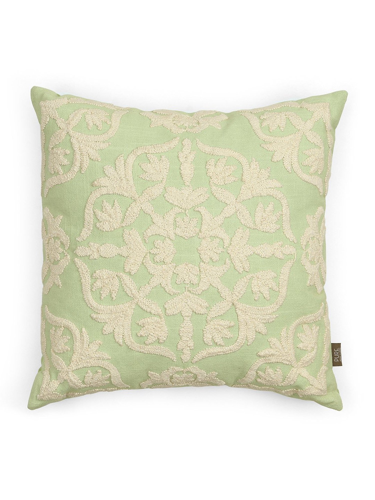 Pure Home and Living Green Cotton Embroidery Cushion Covers