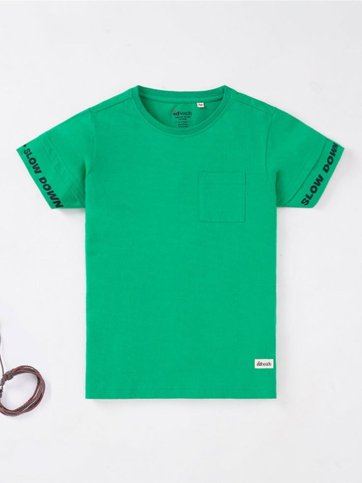 Edheads Boys Green Cotton Printed T-Shirt