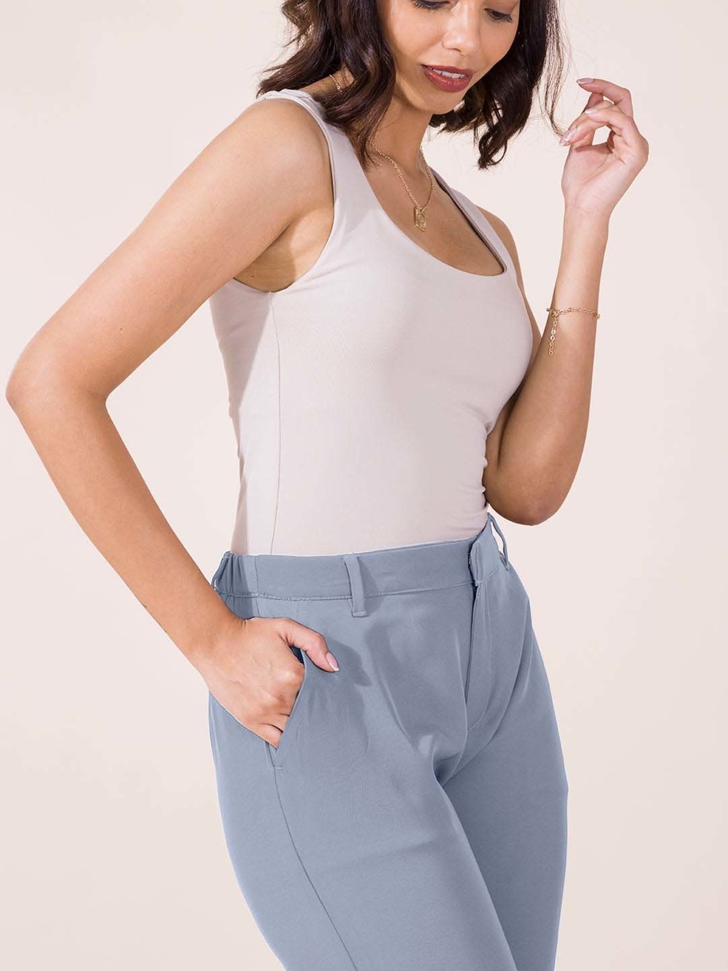 Go Colors! Blue Mid Rise Formal Trousers