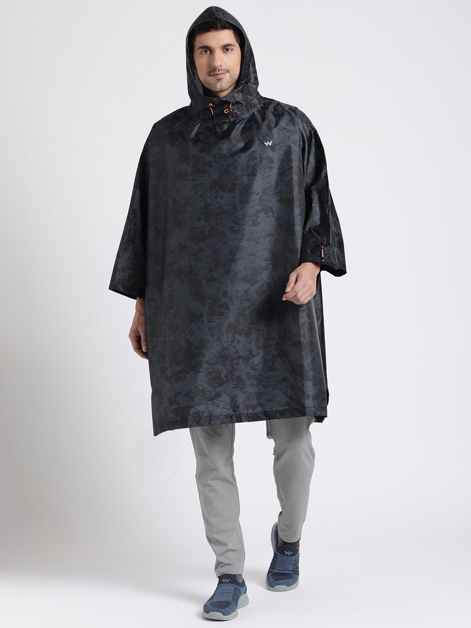 Wildcraft Black Camo Print Hooded Rain Coat