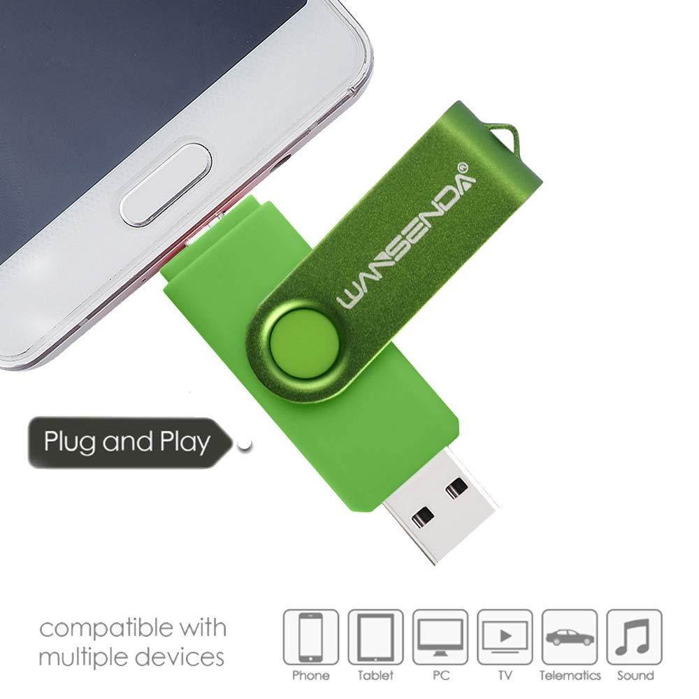 Wansenda OTG USB Flash Drive 16GB 32GB 64GB 128GB USB 2.0 for Android Devices/PC/Tablet/Mac (32GB, Green)