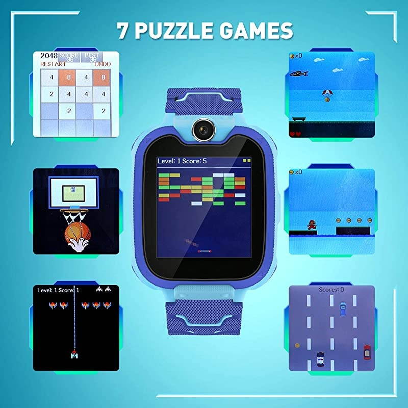 Watch for Kids (4 Colors),Age 3-12 Years Boys Girls with 7 Puzzle Games Music Camera Two-Way Call SOS,Touch Screen for Children Birthday New Year Gift