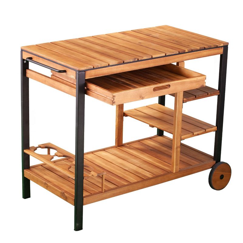 Slat Top Serving Cart - Gray - Apollo Outdoor
