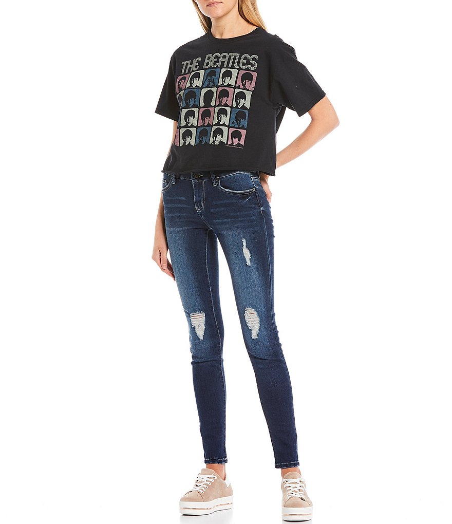 YMI Jeanswear High Rise Triple Button Stacked Skinny Jeans