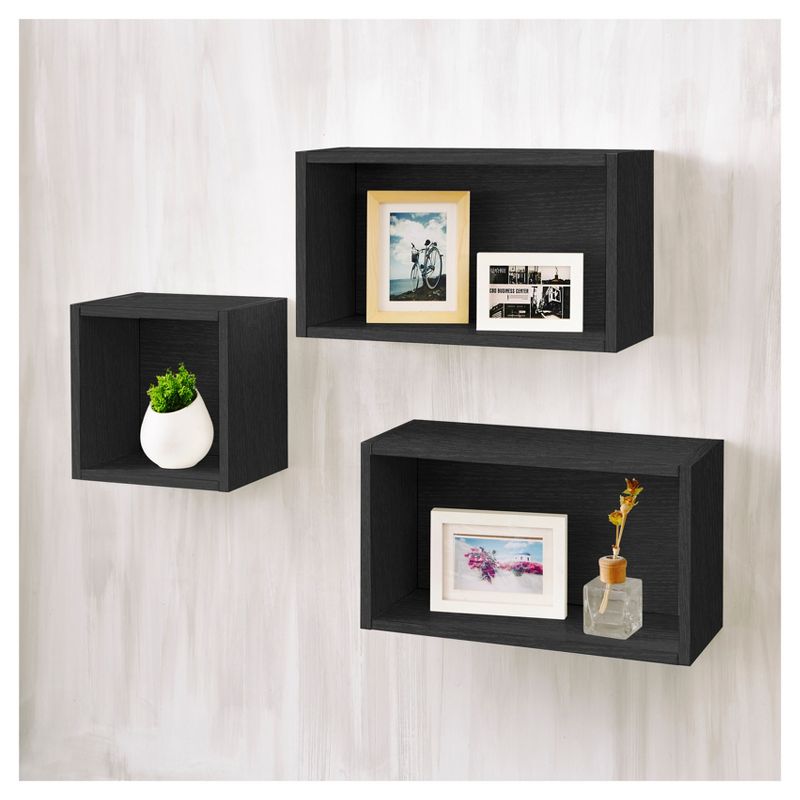 Way Basics Wall Rectangle Floating Eco Decorative Wall Shelf Black