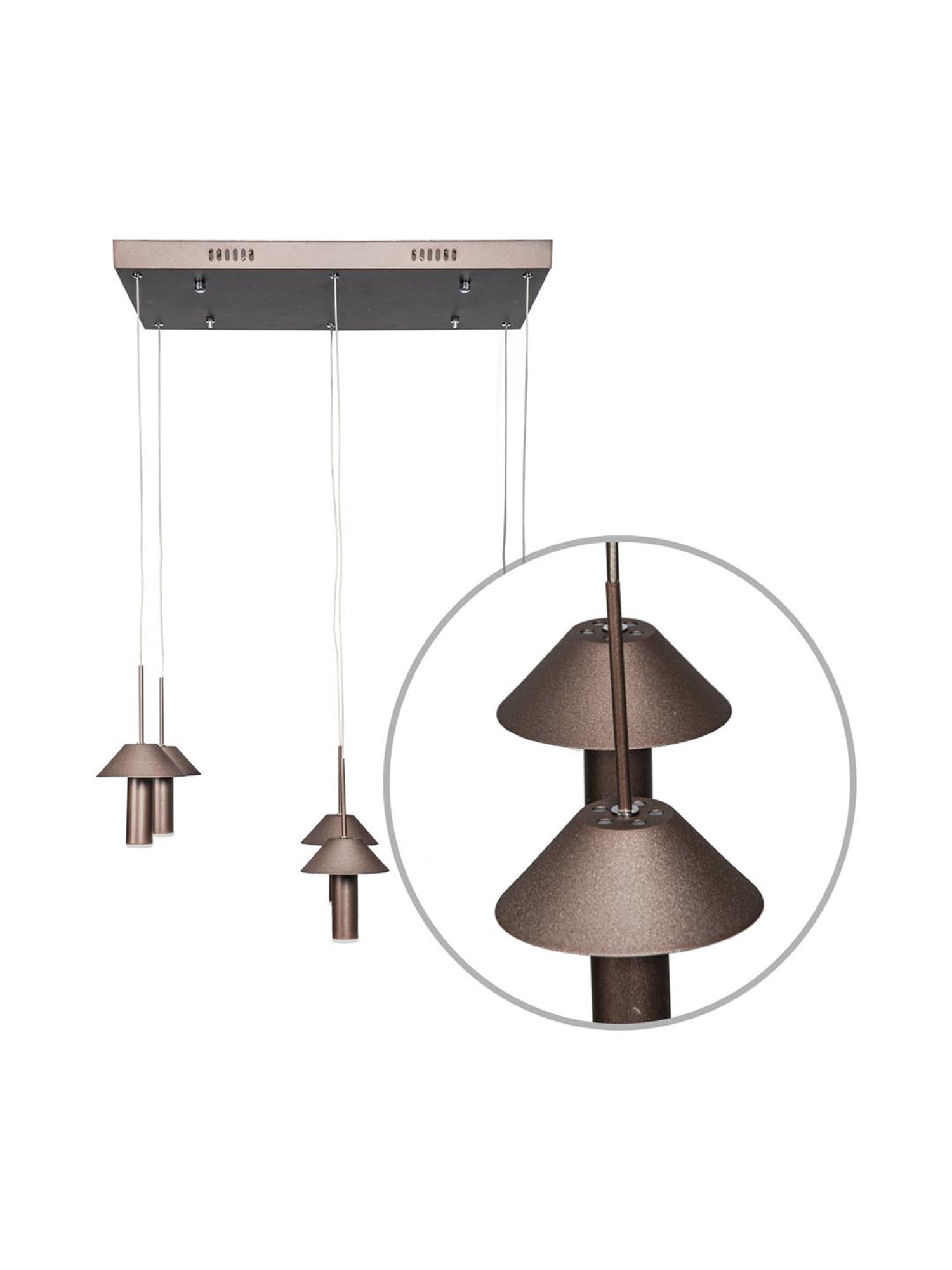 Kapoor E Illuminations Dorcia Brown Metal Hat Drop LED Hanging Light - Set of 1