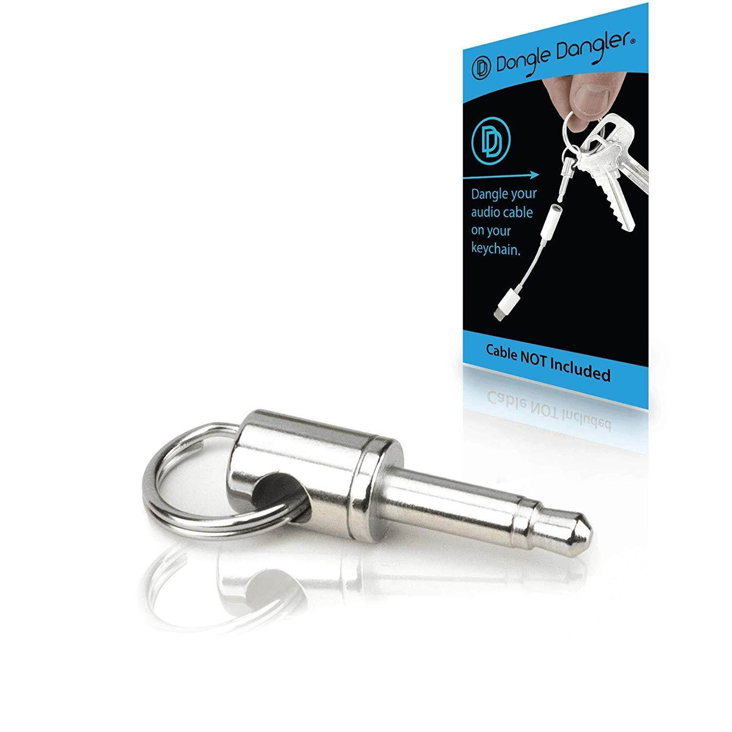 Dongle Dangler Keychain Accessory - Compatible with Pixel or iPhone Headphone Adapter Cables - Holds Your Cable on Your Keychain