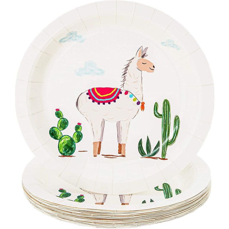 Blue Panda 144 Pieces Llama Party Bundle, Includes Plates, Napkins, Cups, and Cutlery (24 Guests)