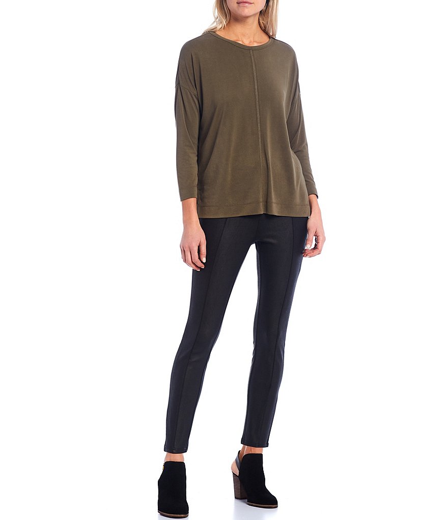 Gibson & Latimer Seam Front Coated Ponte High Rise Leggings