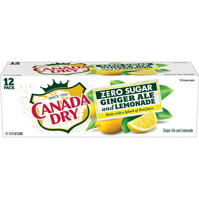 Canada Dry Zero Sugar Ginger Ale and Lemonade Soda - 12pk/12 fl oz Cans