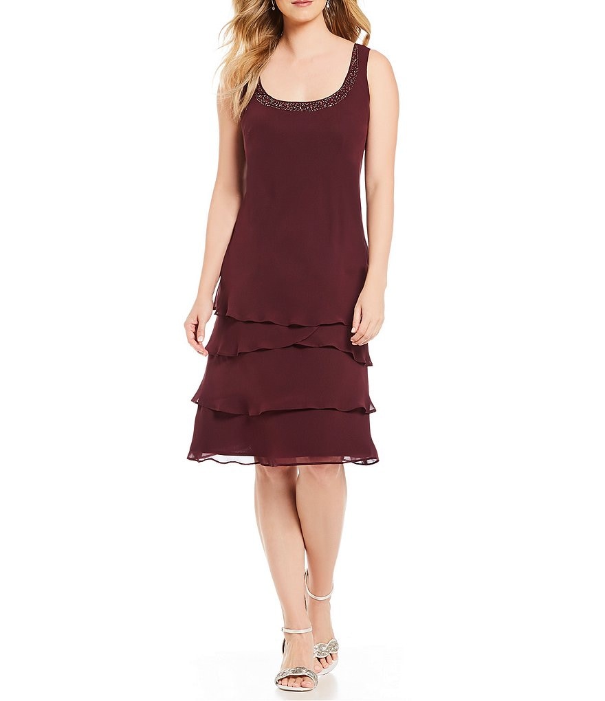 Ignite Evenings Paisley Lace-Shoulder Chiffon 2-Piece Jacket Dress