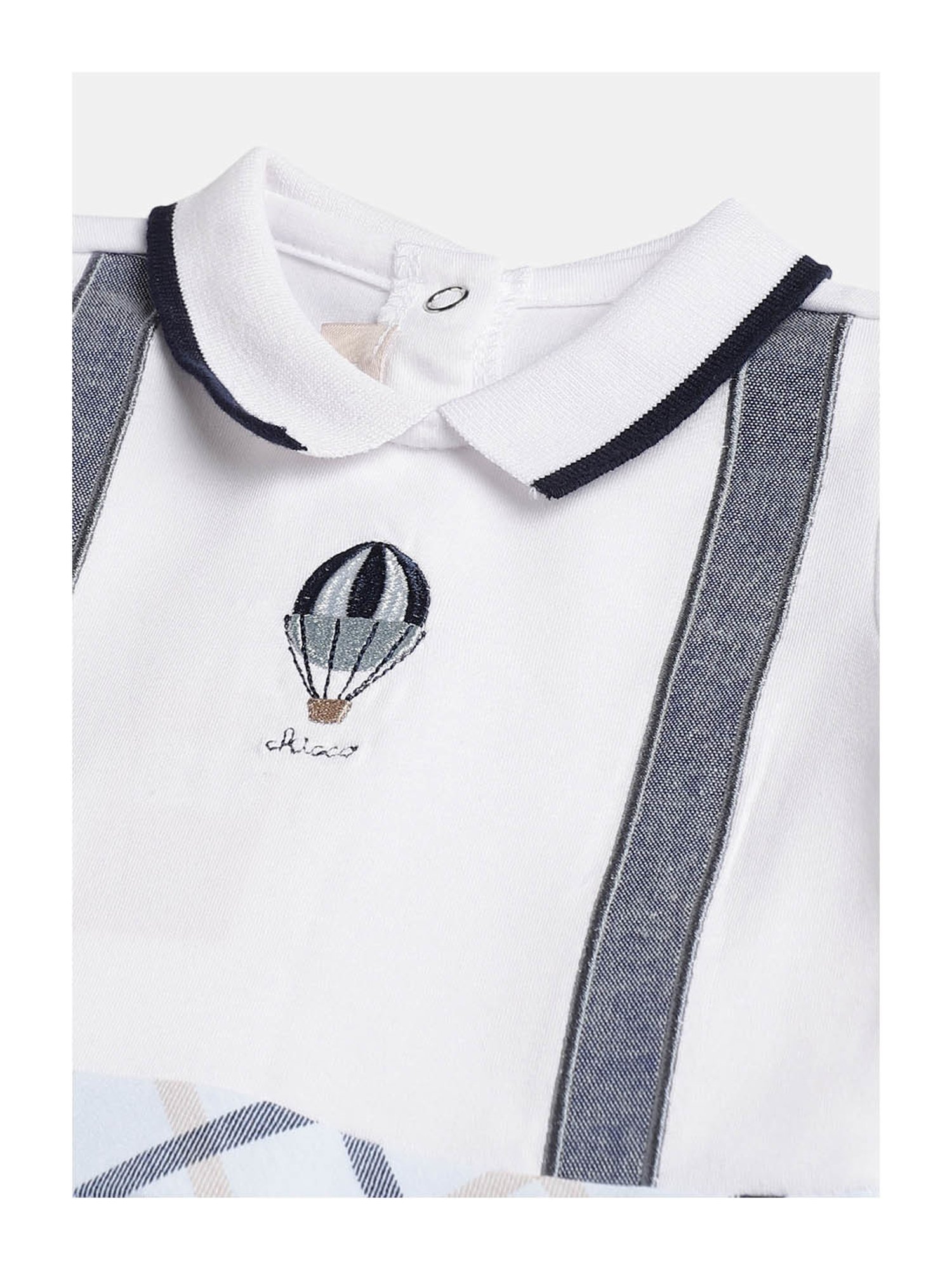 Chicco Kids White & Light Blue Checks Full Sleeves Bodysuit