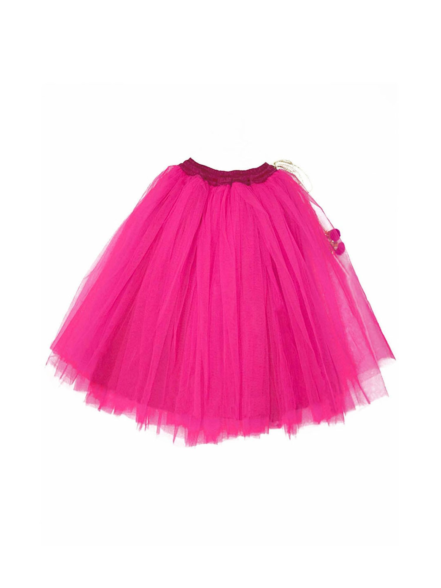 A.T.U.N. Fuchsia & Black Embroidered Lehenga with Blouse & Dupatta