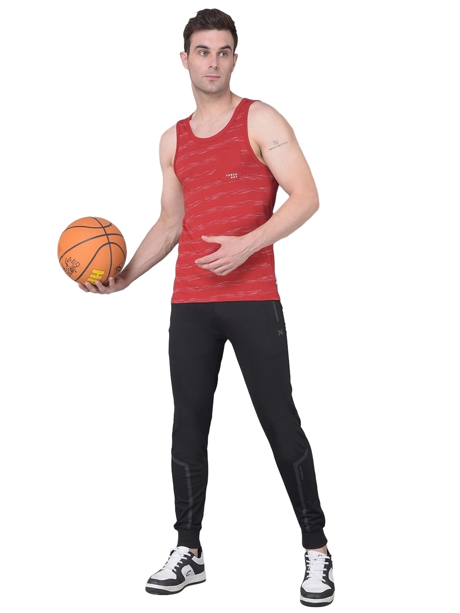 Force NXT Black Cotton Regular Fit Joggers