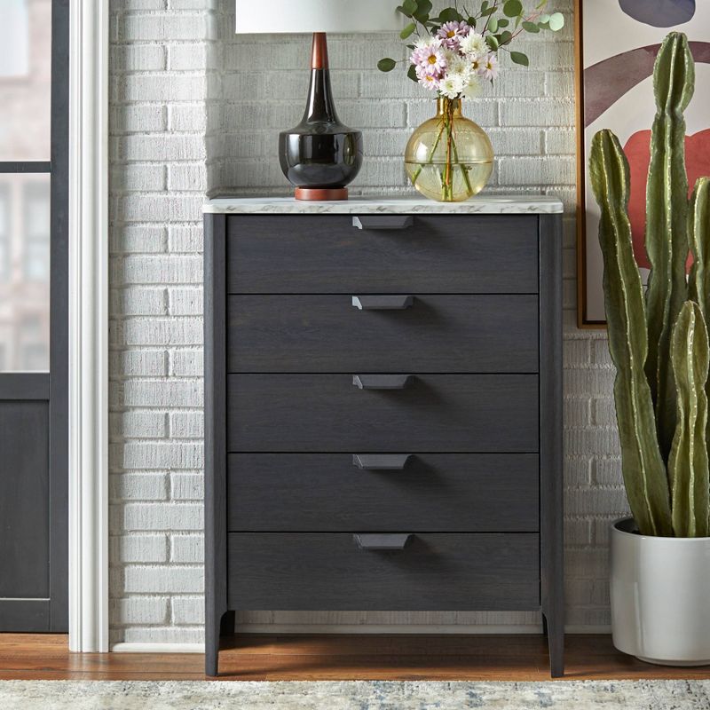 Keely 5 Drawer Chest Charcoal Gray - Buylateral