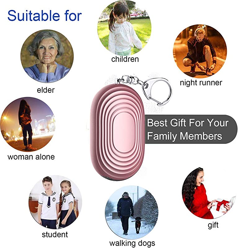 Safe Personal Safety Keychain Alarm Loud 130 dB Self Defense Security Siren Panic Button Pull Pin Bright LED Light Includes Mini Screwdriver Batteries For Women Elderly Men Children