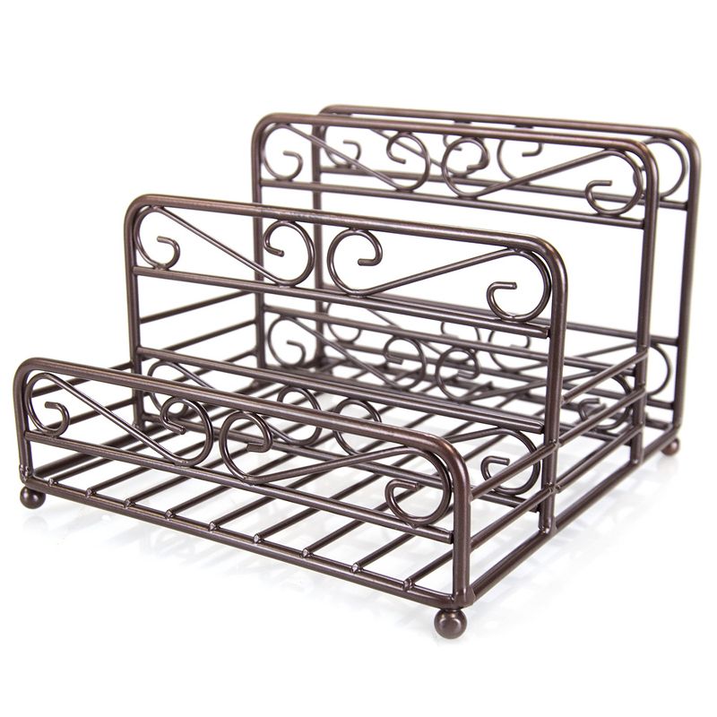 Home Basics Scroll Collection Steel Salt And Pepper Napkin Caddy, Bronze