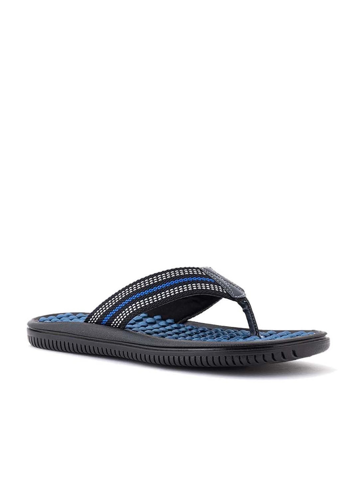 Khadim's Men's Blue & Black Flip Flops