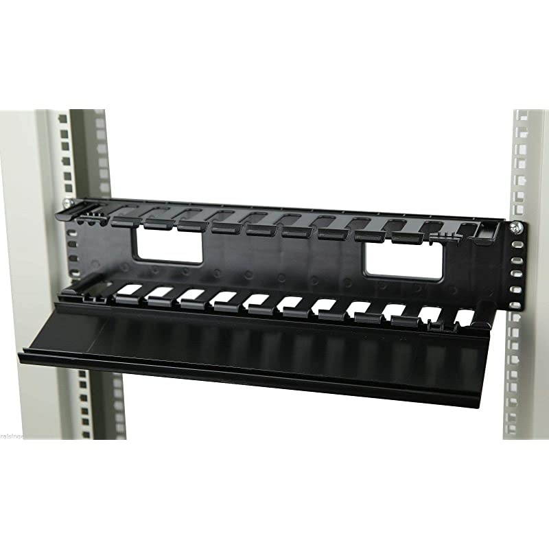 19 Inch 2U Rack Mount Cable Management Unit 12 Slots with Panel Plastic