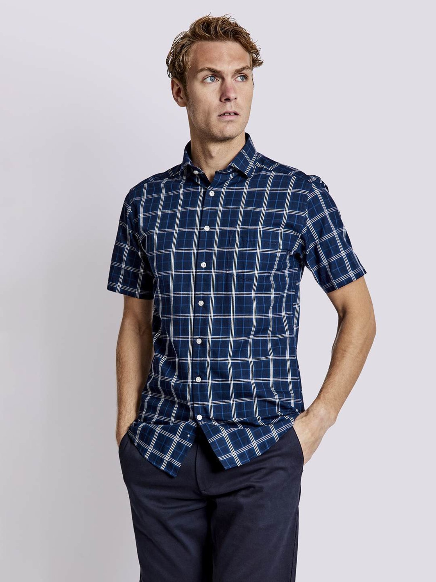 Bruun & Stengade Blue Regular Fit Checks Shirt