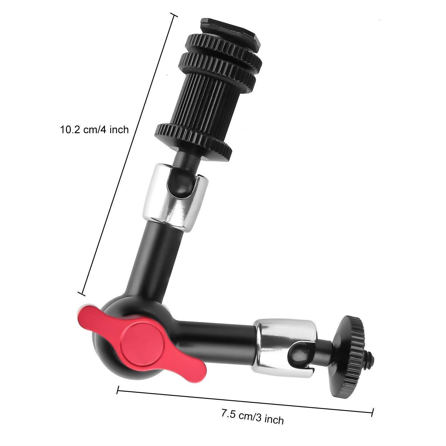 pangshi 7inch Adjustable Articulating Friction Magic Arm & Large Super Clamp Compatible with DSLR Camera Rig, LED Lights, Flash Light, LCD Monitor