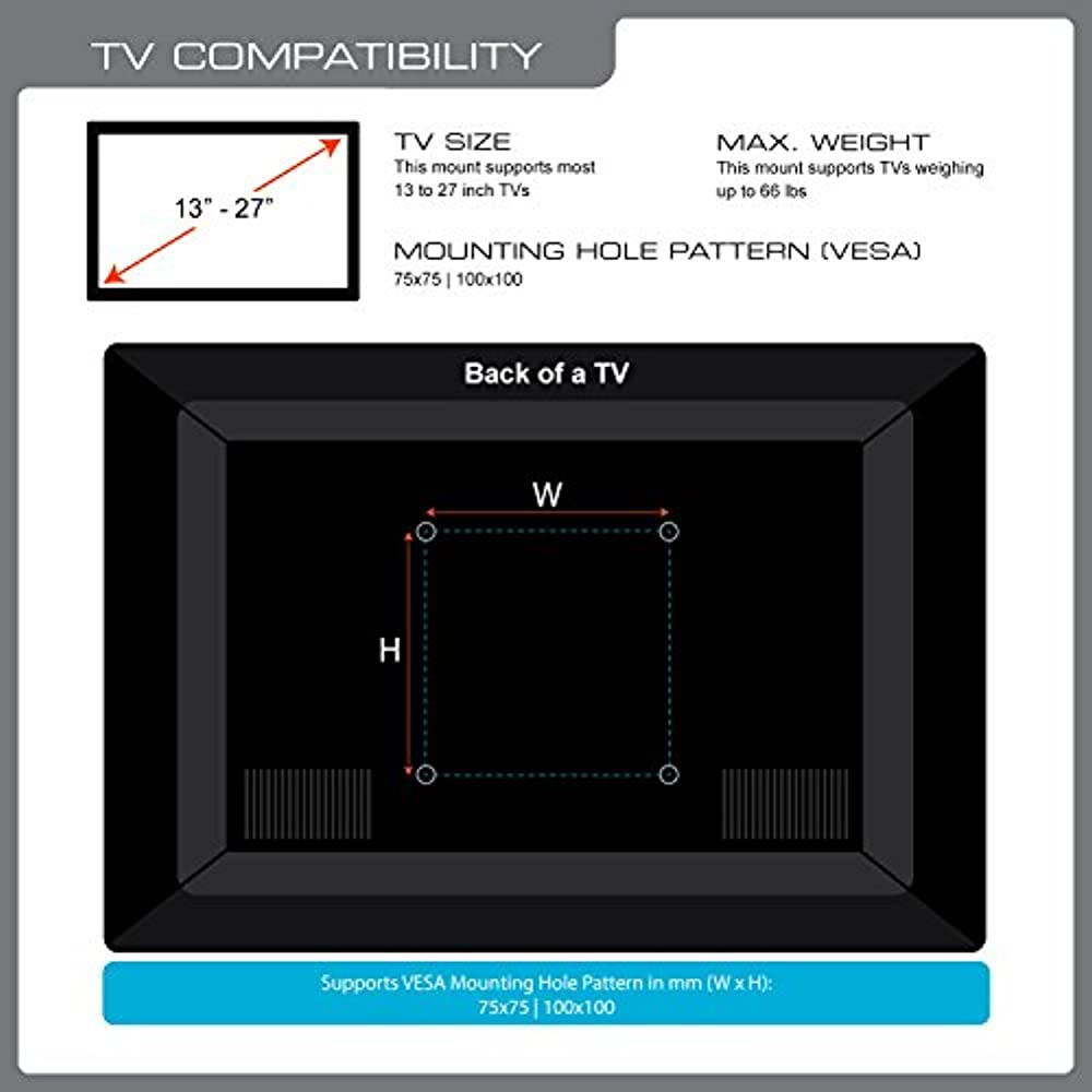 QualGear QG-TM-007-BLK 13-Inch to 27-Inch Universal Low Profile Full Motion TV Wall Mount LED TVs, Black