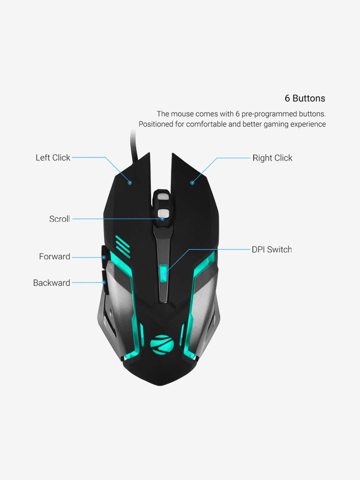 Zebronics Zeb-Transformer-M Wired RGB Gaming Optical Mouse (Black)