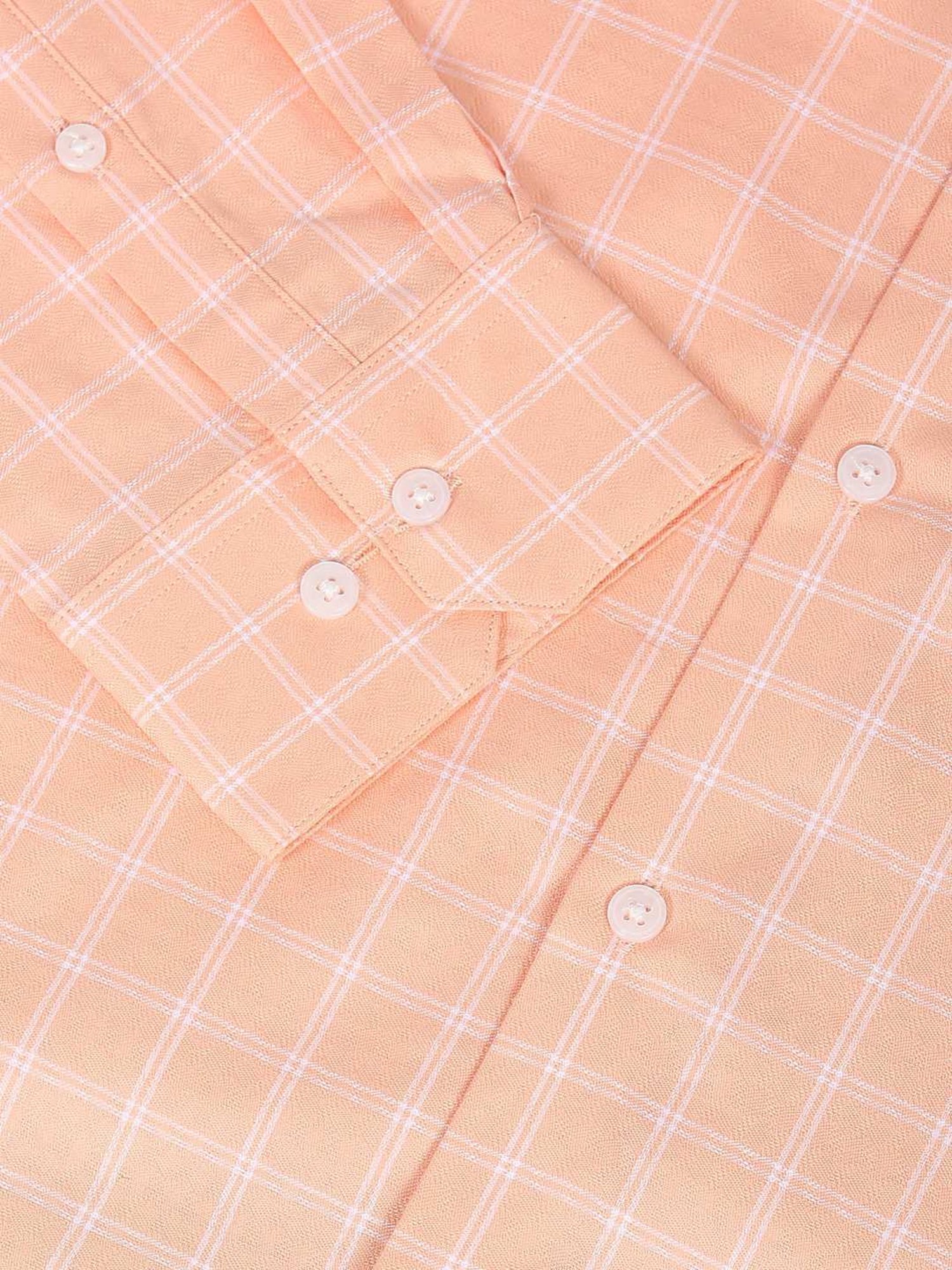 Arrow Orange Cotton Slim Fit Checks Shirt