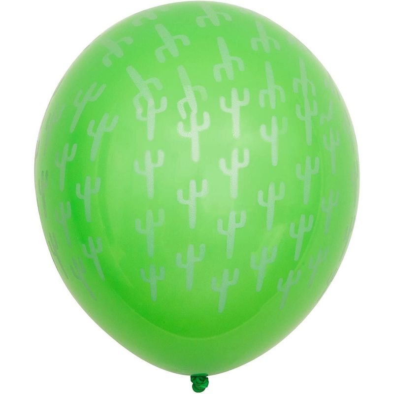 50-Pack Let's Fiesta! Cactus Latex Balloons 12" for Mexican Fiesta, Cinco de Mayo, Summer Hawaii Theme Party Decorations, Ribbon Included