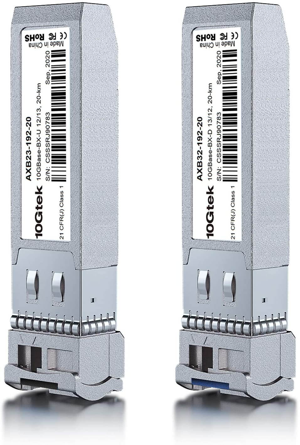 10Gtek for Ubiquiti Transceiver, A pair of 10GBASE SFP+ Bidi Transceivers, 10-20KM