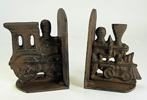 Cast Iron Train Engine Bookends set reversable heavy gift
