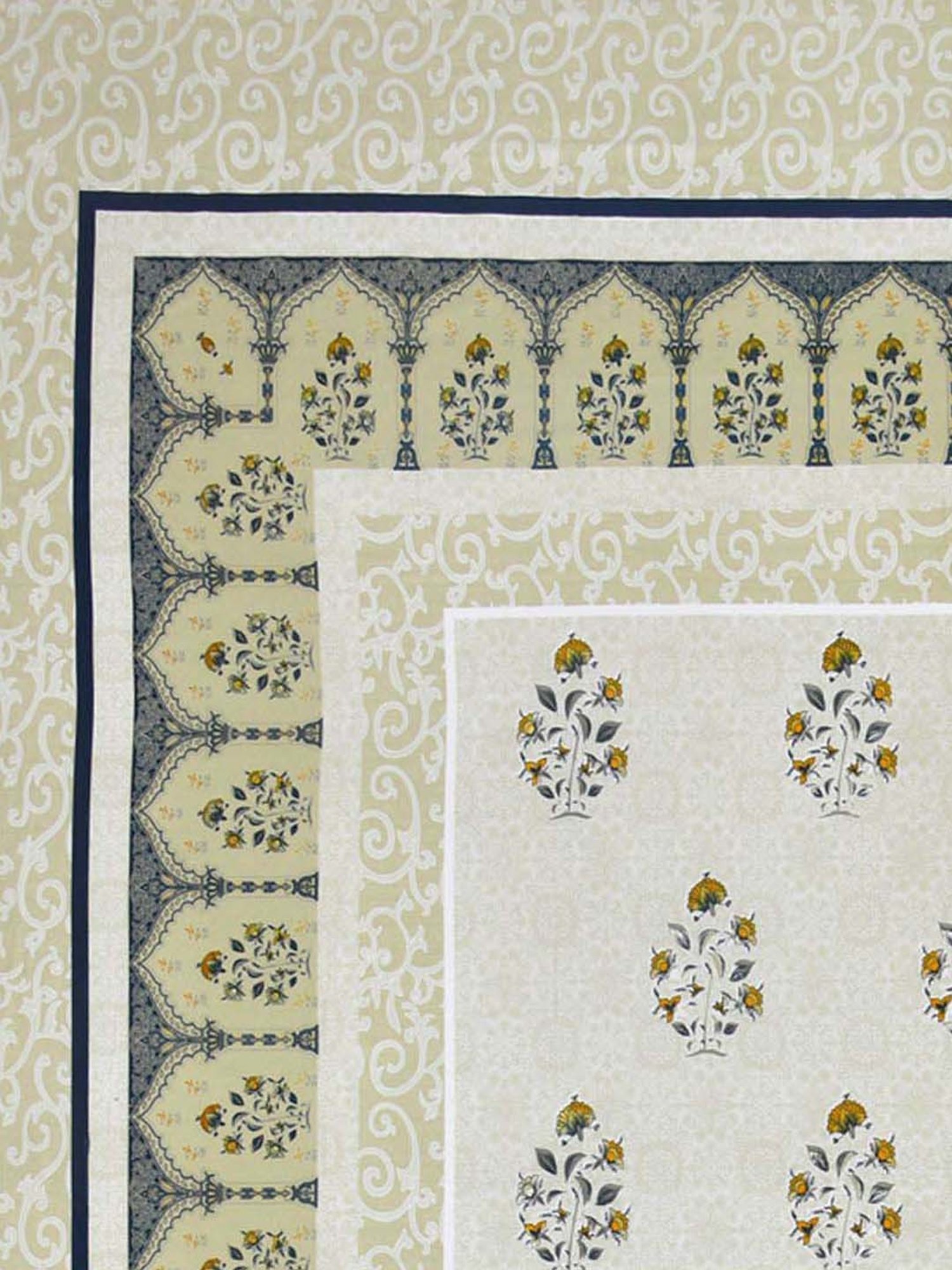 BELLA CASA Gulmohar Collection Yellow Cotton 450 TC King Bedsheet with 2 Pillow Covers