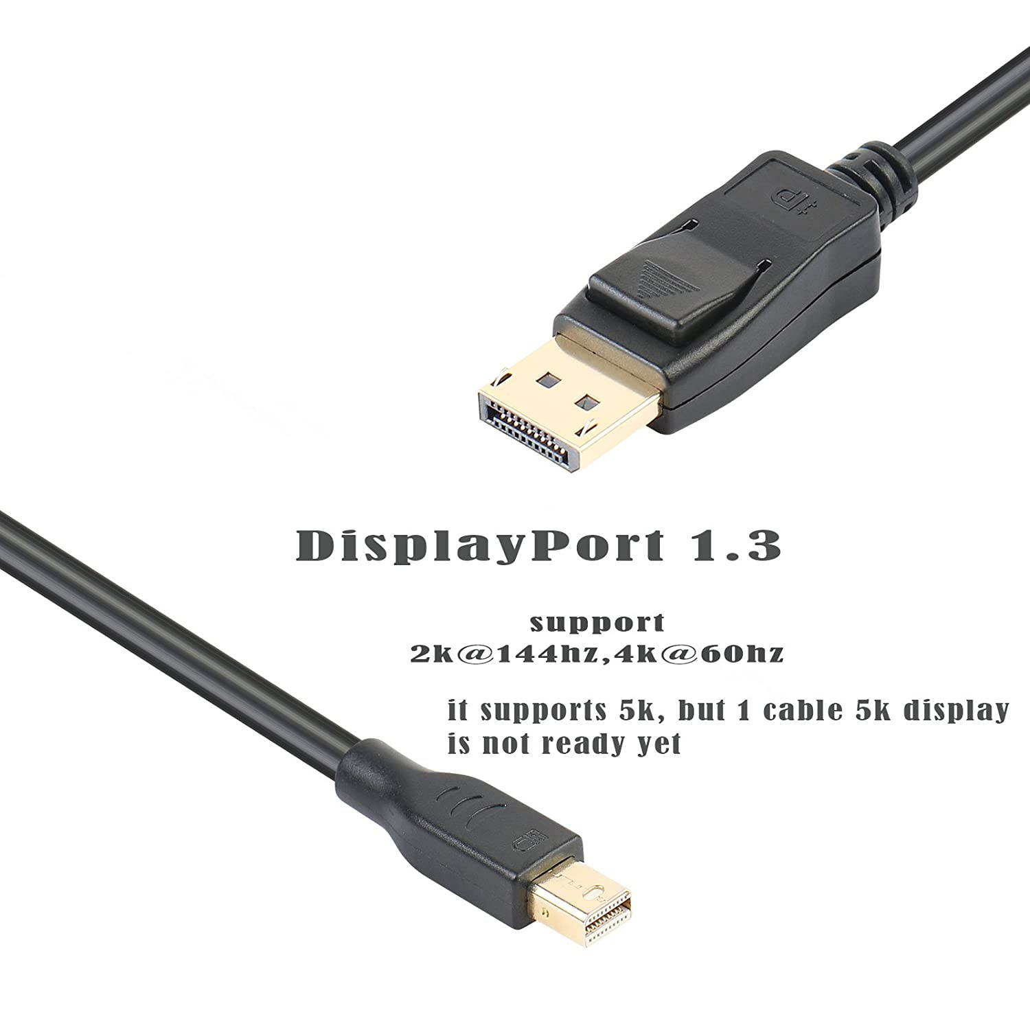 Mini DisplayPort to DisplayPort 4.5ft Cable - Benfei (2K@165Hz, 2K@144Hz, 4K@60Hz) Mini DP to Display Port 1.3 High Speed Cable for PC, Laptop, TV - Male to Male, Black