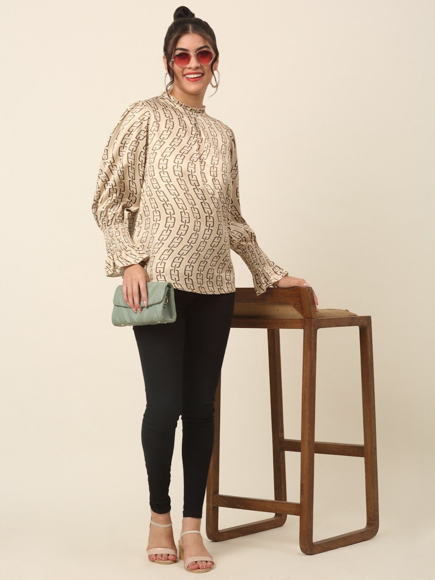 Melon by PlusS Beige Printed Top