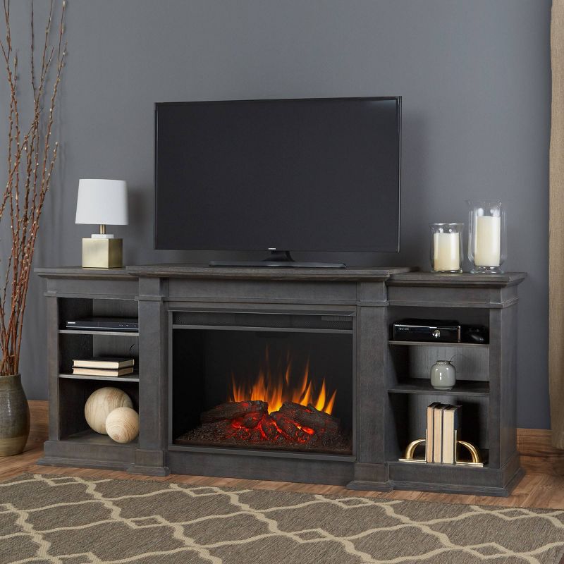 Real Flame Eliot Grand Electric Fireplace Entertainment Center Antique Gray