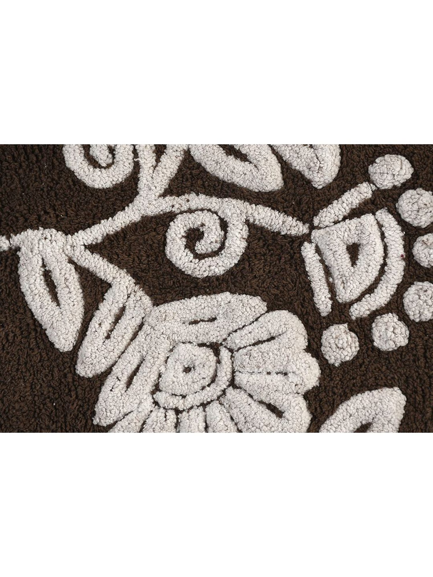 Saral Home Brown Microfiber Floral Bath Mat 50X80 cm