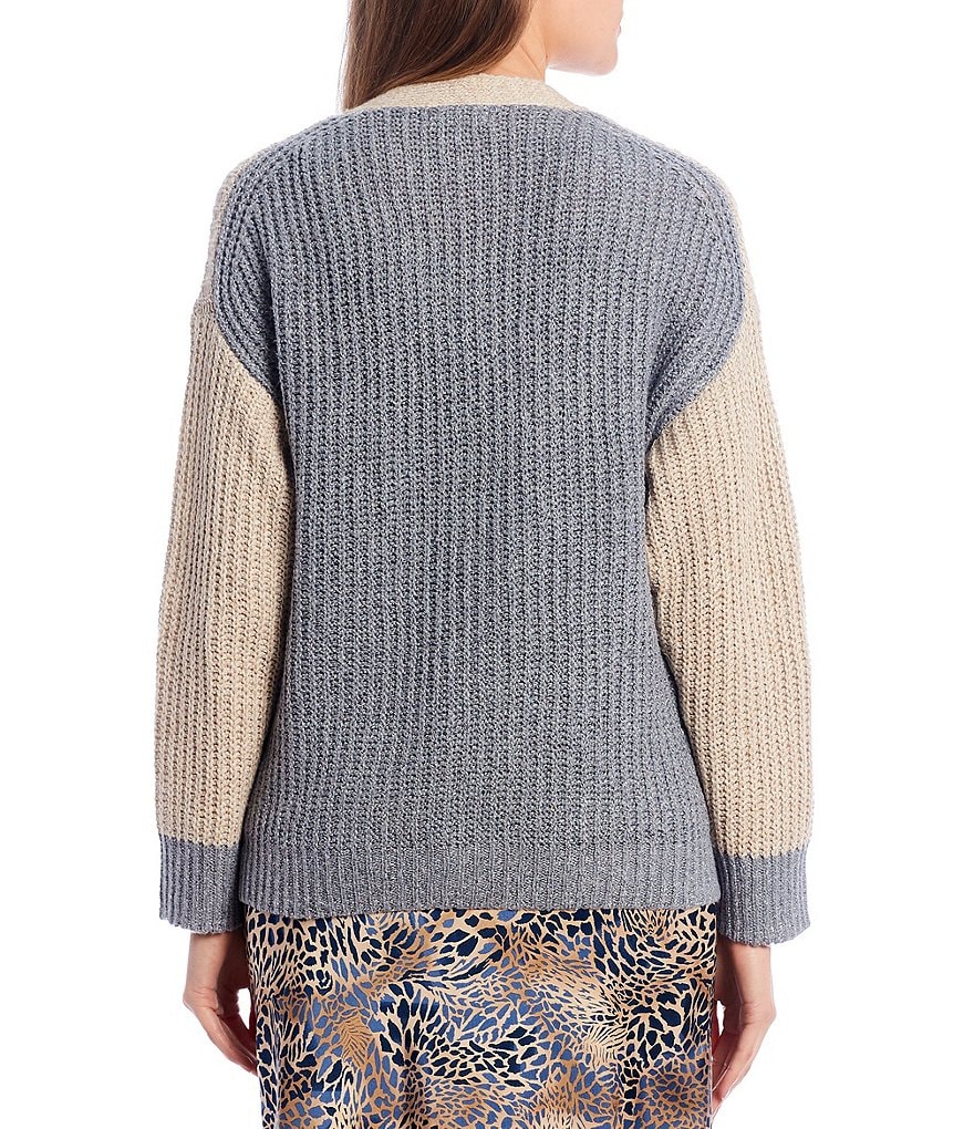 Blu Pepper Long Sleeve Color Block Cardigan