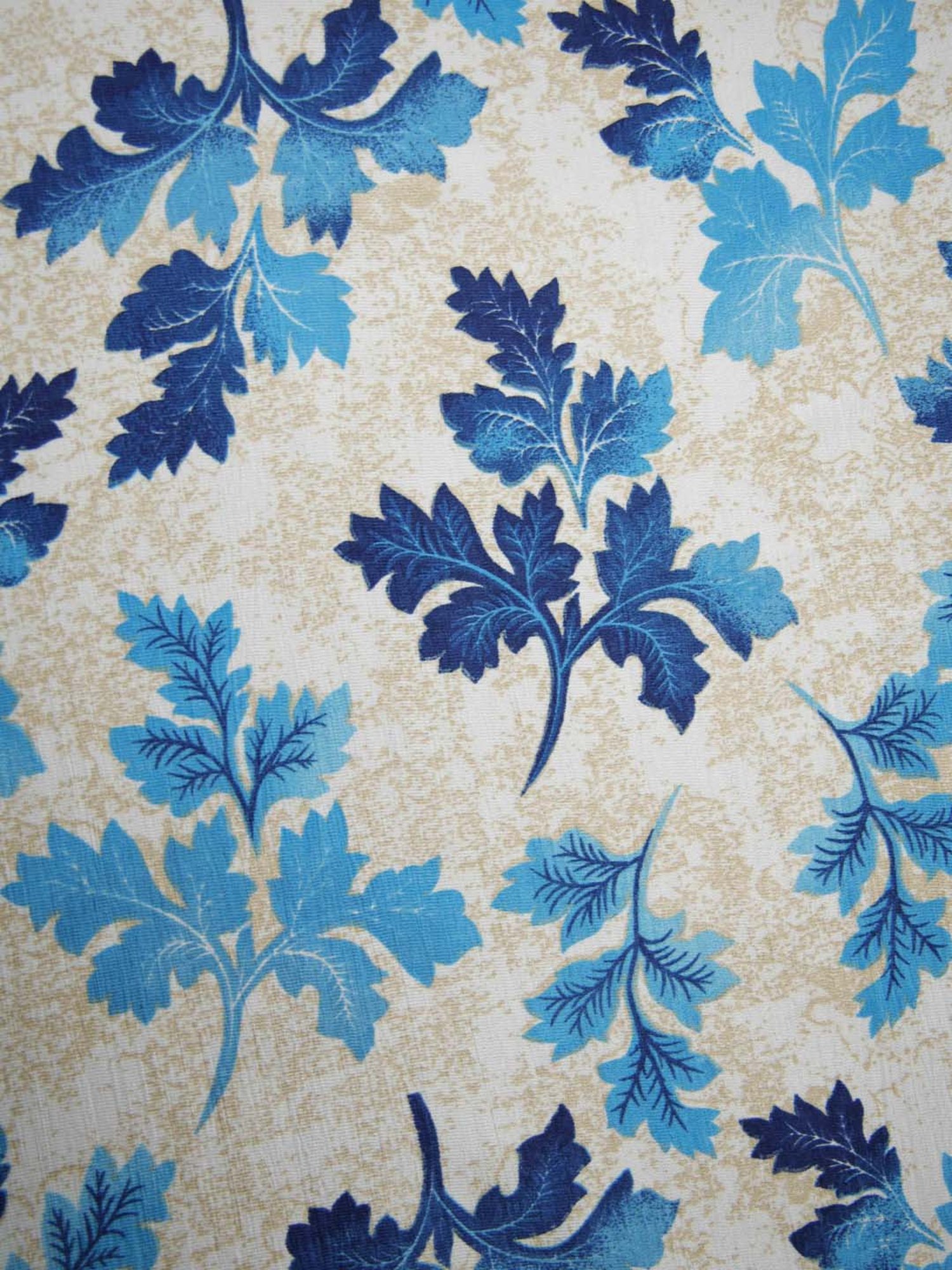 Ariana Blue & White Polyester 7-feet Long Flora Foliage Design Curtain - Single Piece