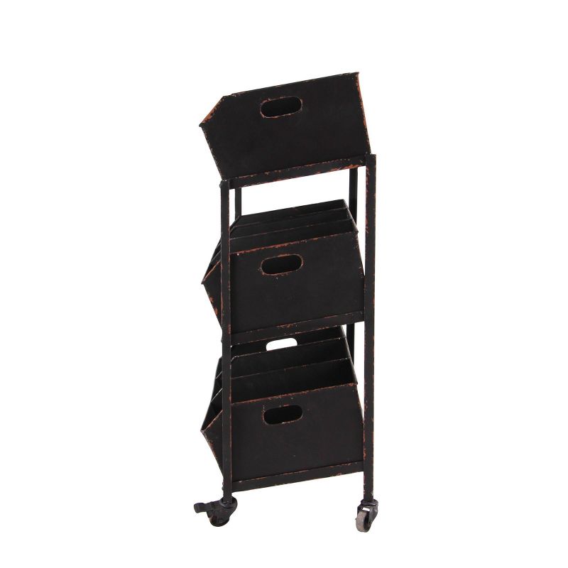Metal Rolling Cart with 3 Shelves Black - Olivia & May
