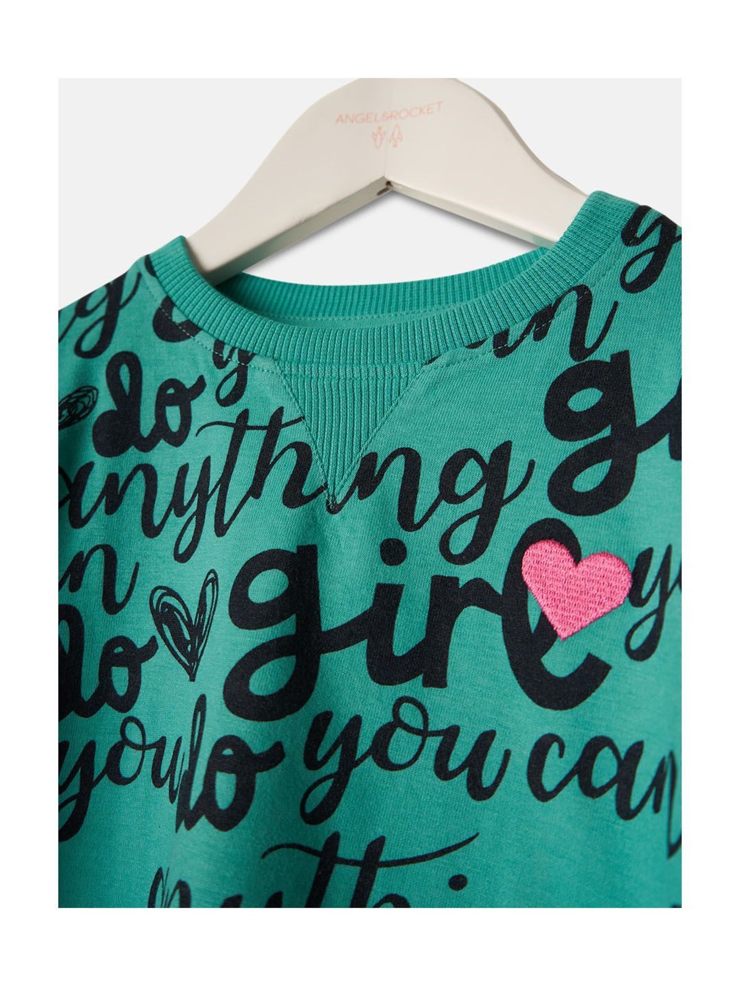 Angel & Rocket Kids Sea Green Printed Full Sleeves Sweatshirt