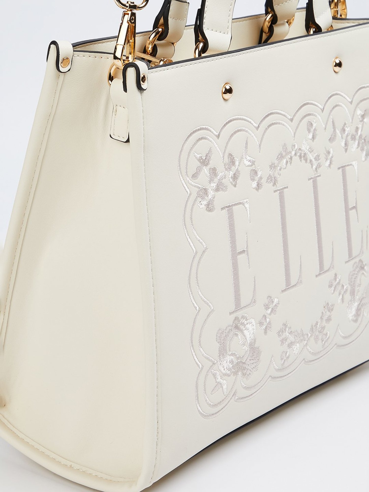 Elle Cream Printed Handbag