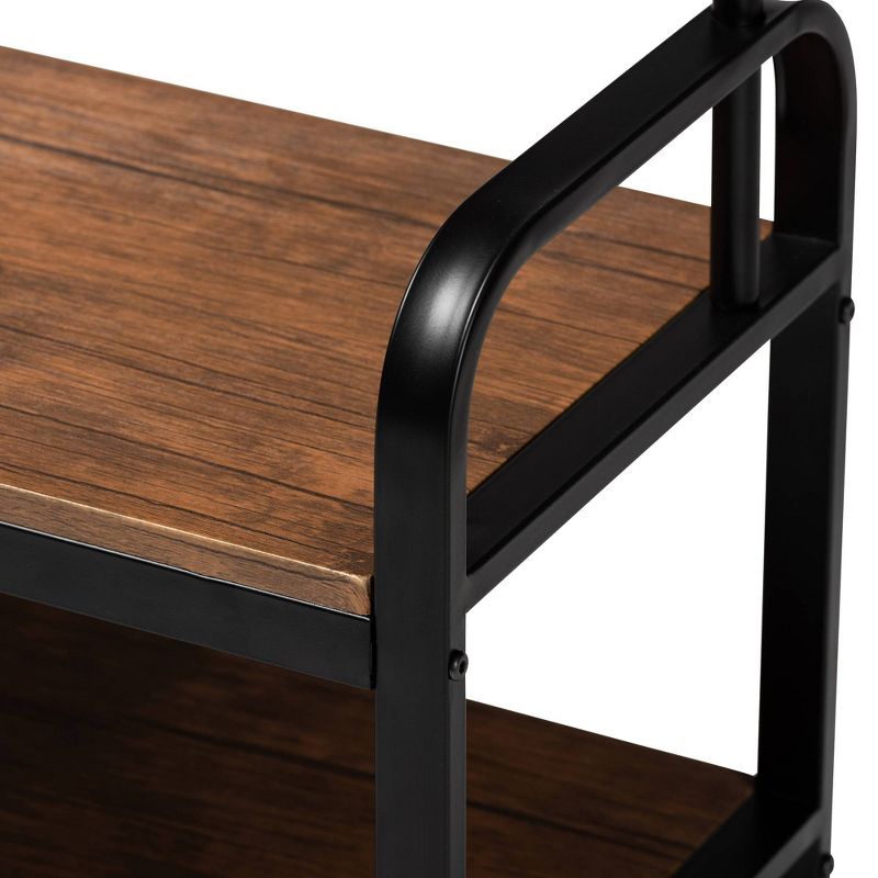 Aislin Distressed Wood and Metal Finished Entryway Hall Tree Brown/Black - Baxton Studio