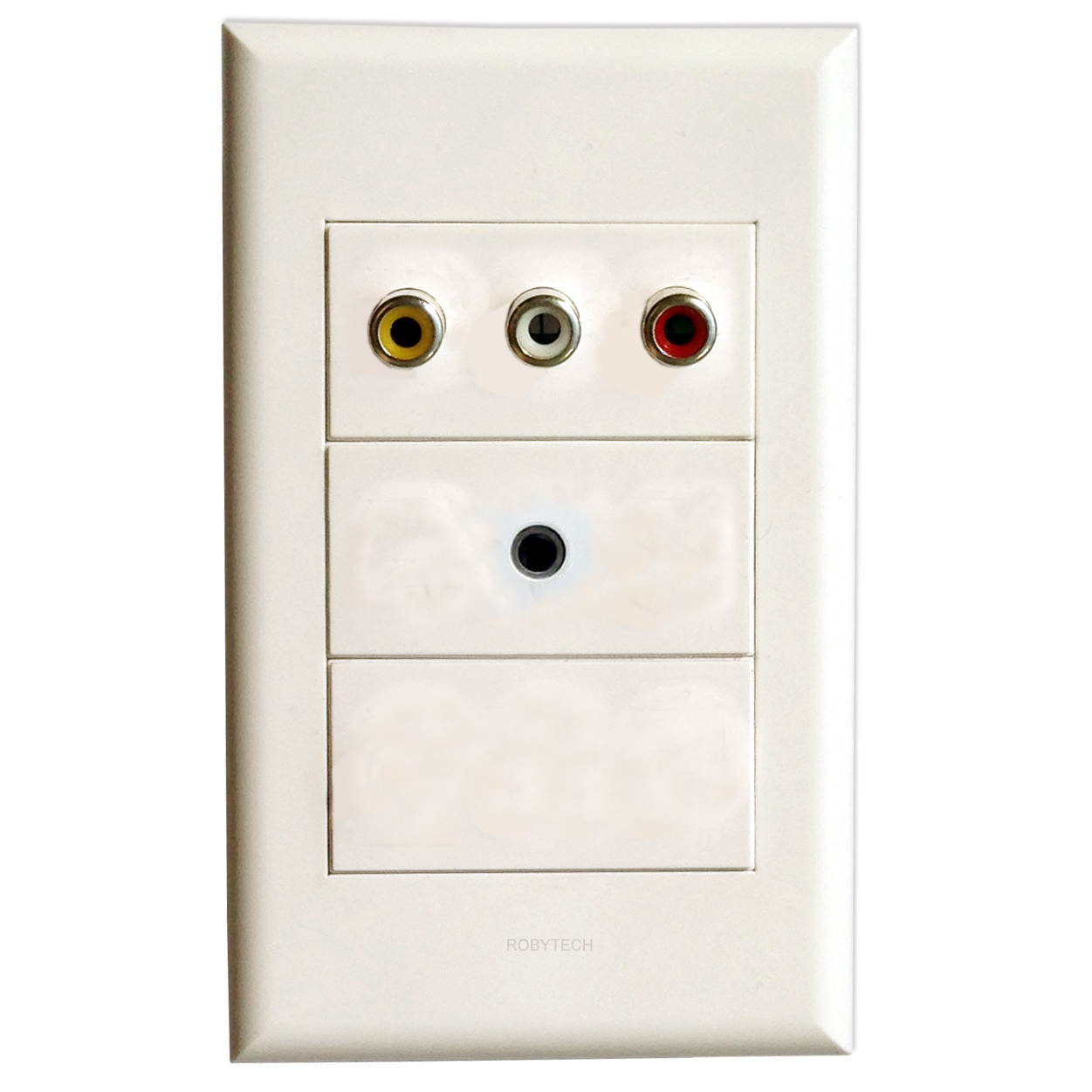 Wall Plate Cover with 3RCA +3.5 Earphone Modules Connectors Plug/Jack White Wall Mount Faceplate Holder for Cabling System